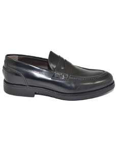 Malu Shoes Scarpe uomo mocassini inglese college vera pelle nero con bendina made in italy fondo classico sportivo genuine leather