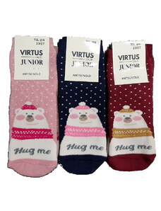 3 paia di calze bambina antiscivolo virtus junior art V 601 dis 13 colore foto misura a scelta