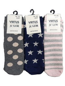 3 paia di calze bimbo antiscivolo virtus junior art V 601 dis 10 colore foto misura a scelta