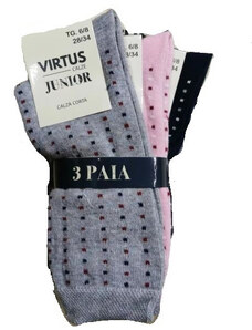 3 paia di calze corto bimbo bimba in caldo cotone virtus junior micropois art V835/6 colore foto misura a scelta