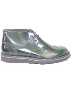 Malu Shoes Polacchino scarpe uomo tomaia in vera pelle abrasivato verde spazzolato fondo micro antiscivolo vera gomma