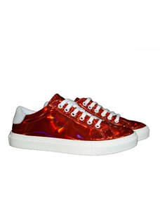 sneakers donna rossa love scarpe donna vera pelle made in italy specchio