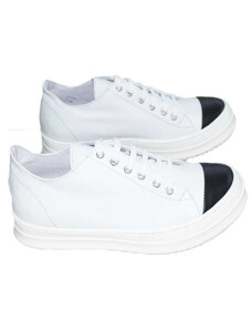 Malu Shoes Sneakers bassa vera pelle made in italy white black moda punta fondo bianco punta underground london