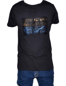 Malu Shoes T-shirt man uomo nero basic con stampa 3D a colori slim fit moda giovanile