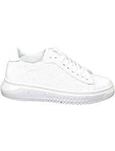 Malu Shoes Sneakers bassa bianca uomo fondo doppio army vera pelle microforata made in italy moda giovanile