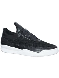 Malu Shoes Sneakers bassa uomo nera linguetta alta tela elastico fondo asimetrico alto bianco underground style