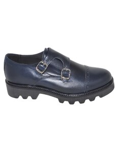 Malu Shoes Calzature uomo art 9677 doppia fibbia vera pelle crust blu fondo imperial antiscivolo made in italy