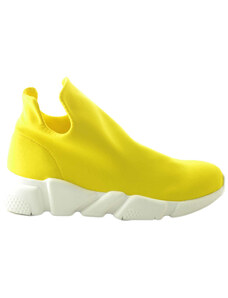 Scarpe uomo sneakers bassa calzino tessuto lycra giallo made in italy fondo antiscivolo man casual moda giovanile
