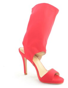 Malu Shoes sandali donna tacco in lycra elastene con gambale alto rosso glamour chic