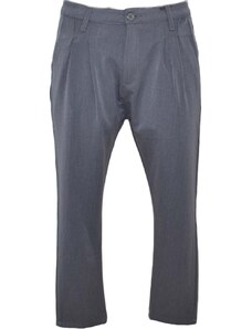 Malu Shoes Pantaloni chino in puro cotone grigio a vita bassa chiusura con bottone e cerniera a due tasche moda linea basic