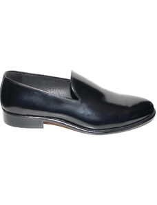Malu Shoes Mocassino uomo slip on classico vera pelle abrasivata semilucida nera con fondo cuoio artigianale fatti a mano in italia