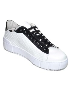 made in italy Sneakers bassa uomo moda stampa 3d su vera pelle bianchi con riporti e lacci neri fondo alto underground bianco handmade