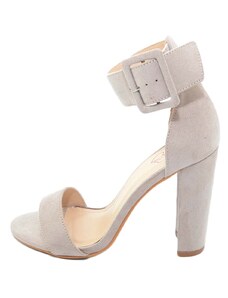 Malu Shoes Sandalo donna beige tortora con cinturino alla caviglia e tacco largo moda linea basic calzata comoda e pratica
