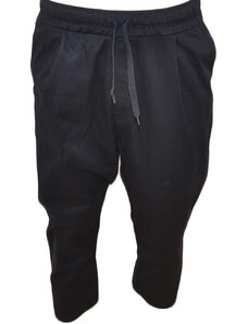 Malu Shoes Pantaloni modello etnico uomo nero con molla in vita e laccio comodo casual moda uomo