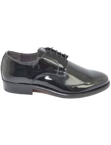 Malu Shoes Scarpe eleganti liscie nero in vernice vera pelle made in italy materiale lucido moda classico cerimonia art 014