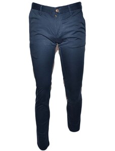 Malu Shoes Pantalone moda uomo blu cropped cotone chino elastico colori vari slim tasca america made in italy