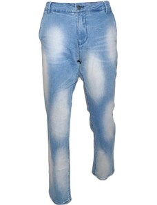 Malu Shoes Pantalone Jeans Uomo Denim Chiaro Effetto Sfumato a chiazze tasche americane linea Basic Moda Giovanile Slim Fit