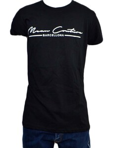 Malu Shoes T-Shirt Maglia Maniche Corte Uomo Nero Stampa Barcellona Made In Italy