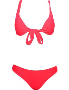 Malu Shoes Costume da bagno corallo donna bikini swimwear con slip Basic e top bralette regolabile che si allaccia davanti moda