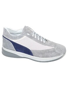 Malu Shoes Scarpe uomo grigio calzature comode linea comfort made in italy in vera pelle fondo antiscivolo bicolore