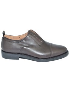 Malu Shoes Scarpe uomo stringate vera pelle crust marrone mezza punta spazzolata fondo gomma light moda elegante