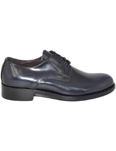Malu Shoes Scarpe uomo stringata classica 014 in vera pelle abrasivato blu notte made in italy fondo cuoio cucito linea business
