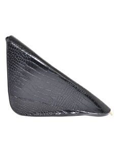 Malu Shoes Borsa pochette donna nera forma di triangolo modello ciaga stampa pitone con catena e tracolla in osso abbinata con zip