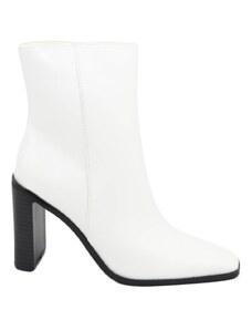 Malu Shoes Stivaletti alti tronchetti donna pelle bianca punta quadrata tacco squadrato nero moda glamour tendenza