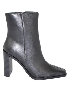 Malu Shoes Stivaletti alti tronchetti donna pelle nera punta quadrata tacco squadrato tono su tono moda glamour tendenza