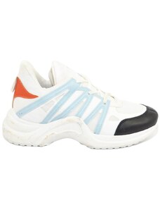 Malu Shoes Sneakers bassa donna moda bianco fondo alto asimmetrico modello particolare in tela e ecopelle bicolore estivo
