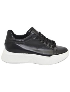 Malu Shoes Sneakers uomo in vera pelle liscia di nappa nero fondo alto asimmetrico gels moda street made in italy ragazzo