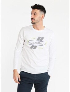 Baci & Abbracci T-shirt Manica Lunga Uomo Con Scritta Bianco Taglia Xl