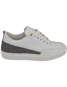 Malu Shoes Scarpe sneakers bassa uomo vera pelle bianco con occhiello oro liscia basic fondo zigrinato fascia grigio made in italy