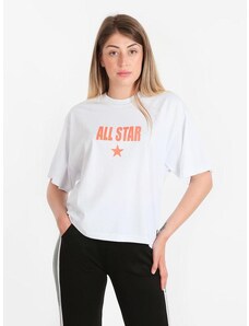 Converse All Star T-shirt Donna In Cotone Bianco Taglia Xs