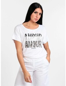 Coveri Moving T-shirt Donna Con Scritte Manica Corta Bianco Taglia Xl