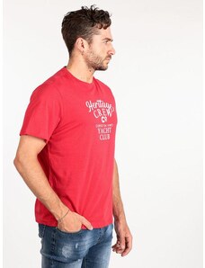Corso Da Vinci T-shirt Uomo In Cotone Con Scritte Manica Corta Rosso Taglia Xl