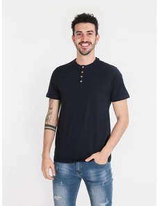 Baci & Abbracci T-shirt Uomo Con Bottoni Manica Corta Blu Taglia L