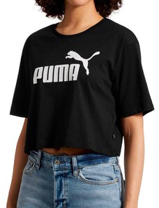 Puma Ess Cropped Logo Tee T-shirt Donna Nero Taglia S