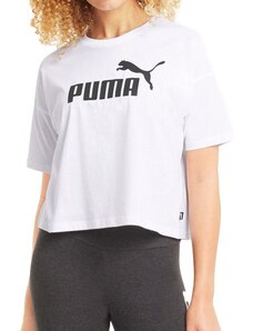 Puma Ess Cropped Logo Tee T-shirt Donna Manica Corta Bianco Taglia L