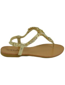 Laura Biagiotti Sandali Piatti Con Strass Oro Sandali Bassi Donna Oro Stileo It