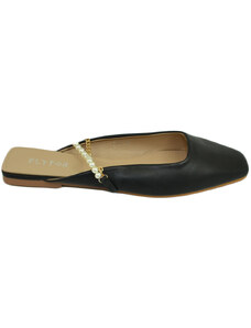 Malu Shoes Scarpe donna mules ballerine mocassino raso terra tallone scoperto nere con perline sul dorso moda luxury