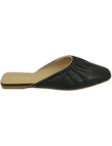 Malu Shoes Sabot mules ciabatta donna nera a punta quadrata tallone scoperto pantofolina estate moda raso terra