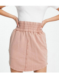 ASOS Petite ASOS DESIGN Petite - Minigonna in jersey con fascia in vita ampia e arricciata color nude scuro slavato-Rosa
