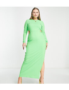 Simmi London Plus SIMMI Plus - Clothing - Vestito lungo a maniche lunghe con cut-out in vita verde