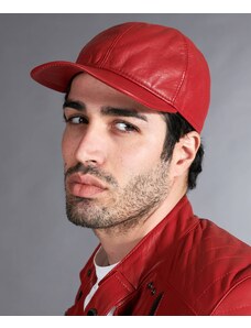 Cappello baseball in pelle rosso unisex berretto strappo regolabile D'Arienzo