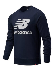 New Balance Ess Logo Crew Felpa Uomo In Cotone Blu Taglia S