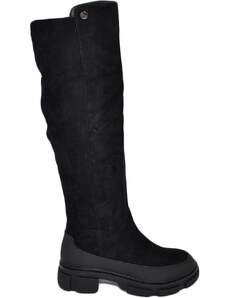 Malu Shoes Stivali donna combat boots nero scamosciato gomma alta chelsea zip altezza ginocchio moda comodo