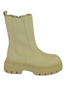 Malu Shoes Stivaletti donna platform chelsea boots combat beige burro gommato fondo alto zip elastico laterale moda tendenza