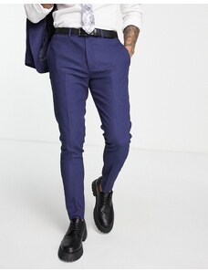 ASOS DESIGN Wedding - Pantaloni da abito super skinny con micro trama blu navy