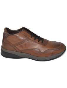 Malu Shoes Scarpe uomo polacchino comfort passeggio eleganti marrone cognac made in italy in vera pelle nappa gomma anatomica lacci